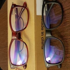 Z&L HOUSE 2 Pack of Anti-Blue Light Blocking Glasses  1 Red & 1 Black Frame